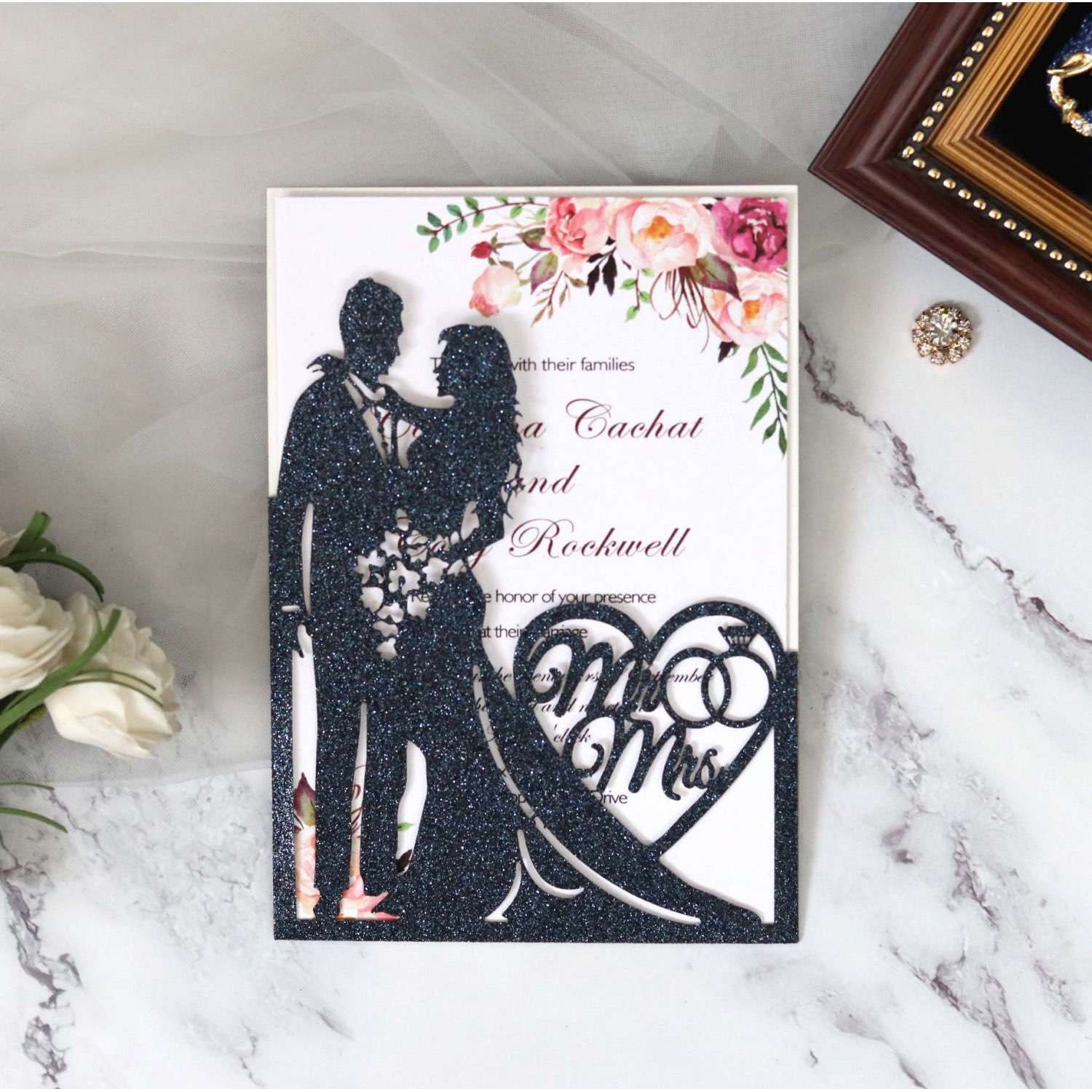 Laser Cut Invitation Card Marriage Invitations Iridescent Paper